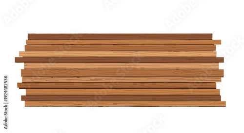 Rustic wooden plank wall illustration. Vector wood texture background with stacked brown boards on black.