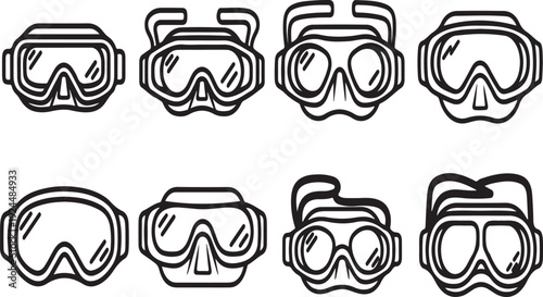 Diverse collection of ski goggles for various outdoor activities Vector