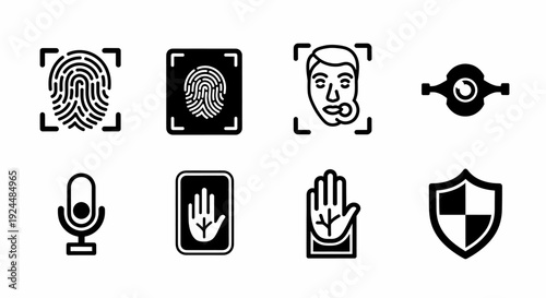 Collection of Biometric Security and Identification Technology Icons
