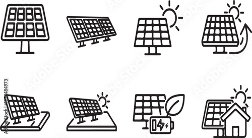 Diverse applications of solar energy in modern technology and infrastructure Vector