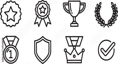Assorted icons representing achievements, awards, and accomplishments Vector