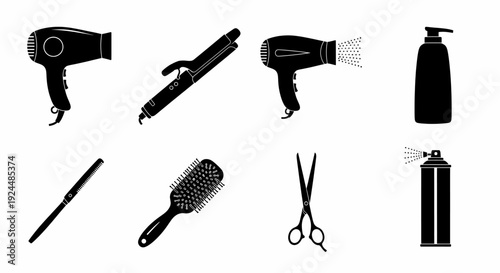 Hairdresser Tools Silhouettes Collection for Beauty Salon