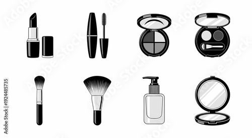 Set of Makeup and Cosmetic Icons for Beauty Products Vector Illustration