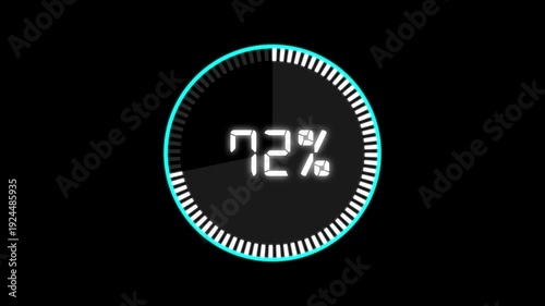 Abstract Pie Chart Data Loop Animation with 100 percent. 100 Modern circular pie chart animation showing percentage progress and statistics.