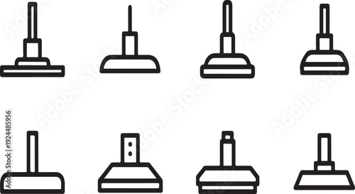 Assorted vacuum cleaners with different attachments and nozzles Vector