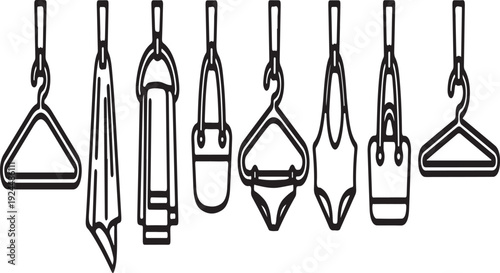 Assorted bathroom items including hangers, bottles, and containers Vector