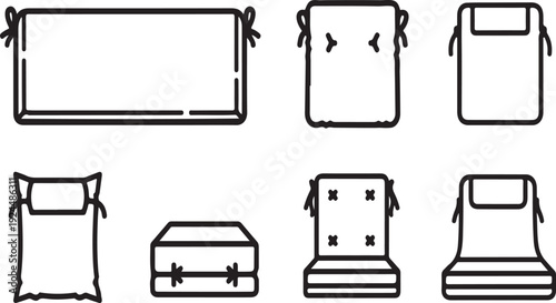 Various types of bags and suitcases illustrated in a simple line drawing style Vector