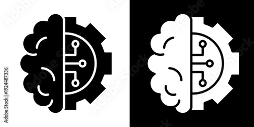 Machine Learning Icon Set White Style Collection
