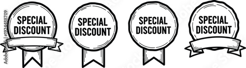 Set of Special Discount Labels with Ribbon Badges for Promotional Offers and Sales