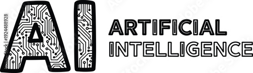 Artificial Intelligence Concept with AI Lettering and Circuit Patterns