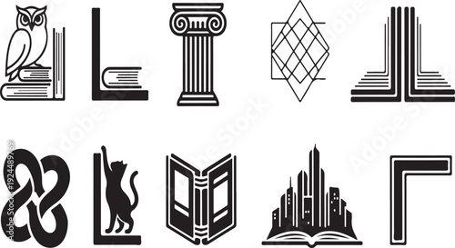 Collection of diverse architectural and design icons representing various structures and elements Vector