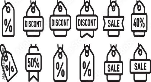 Assorted discount and sale tags in a variety of shapes and styles Vector