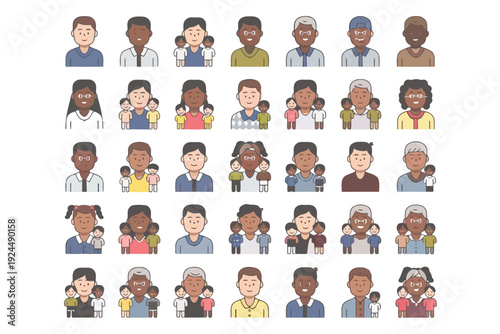 Diverse group of illustrated individuals showcasing various professions and expressions