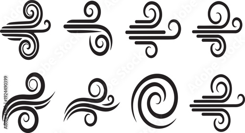 A collection of eight unique and intricate swirl designs in black and white Vector