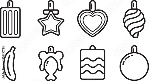 Assorted icons representing various objects and shapes in a simple line art style Vector
