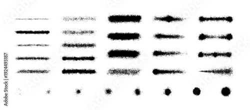 スプレーブラシセット グランジベクター素材｜Spray Brush Set – Grunge Splatter Lines and Dots Texture Vector