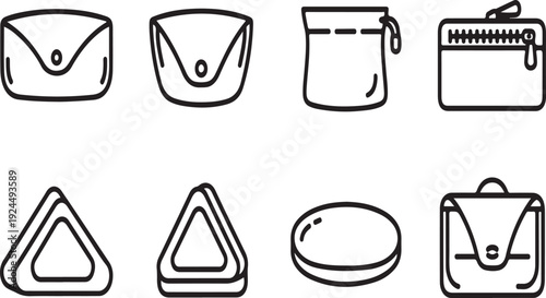 Assorted illustrations of various types of bags and pouches Vector