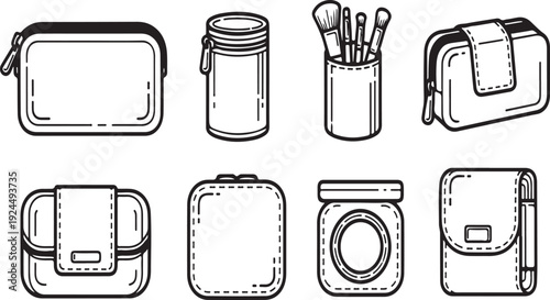 A collection of various types of bags and containers for different purposes Vector
