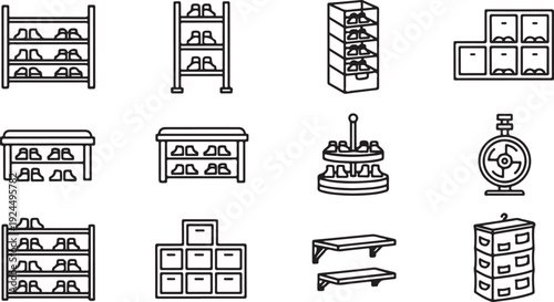 Assorted furniture and household items arranged in a grid pattern Vector