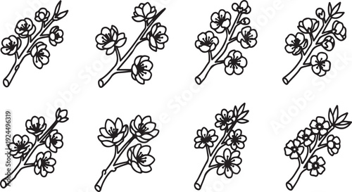 A collection of various types of flower bouquets with different designs and arrangements. Vector