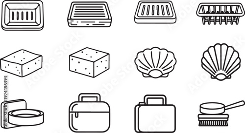 A collection of various kitchen utensils and appliances Vector