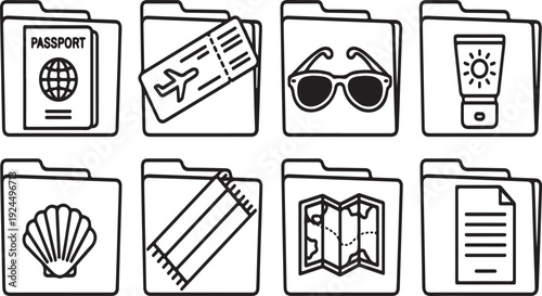Assorted icons representing various objects and activities Vector