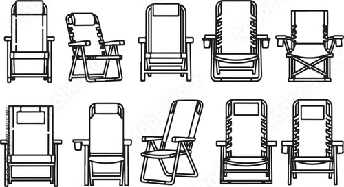 A variety of different types of outdoor seating options for relaxation. Vector