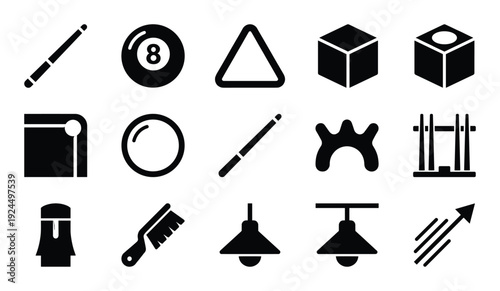 Billiards accessories equipment for play and game consist of cue stick and number ball with supplies