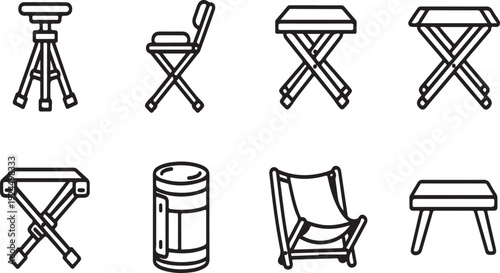 A variety of different types of seating furniture and objects Vector