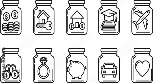 Illustrations of various icons representing different concepts and ideas Vector
