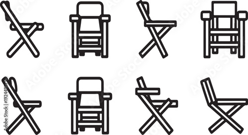 A variety of different chairs and seating options arranged in a grid pattern Vector