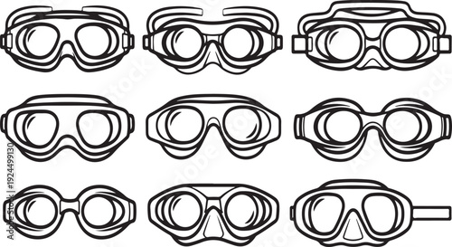 A diverse collection of twelve different styles of sunglasses Vector