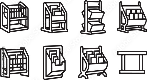 A collection of various types of furniture and storage units Vector