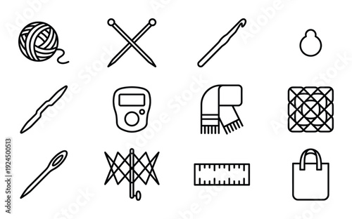 Set of yarn for knitting and crochet equipment for needlework hobby vector art