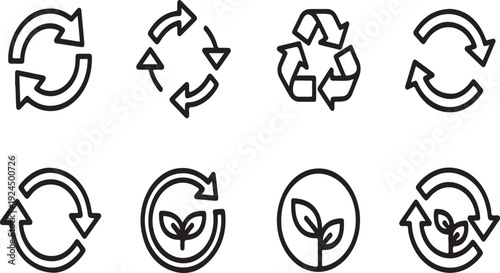 Eight different recycling symbols and their meanings explained Vector