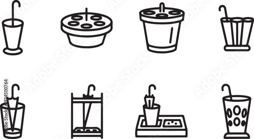 A diverse collection of various drink containers and their accessories Vector