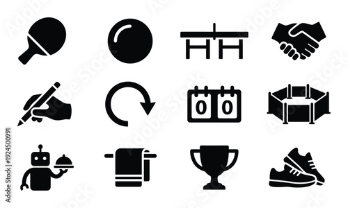 Table tennis racket tool for playing sport game indoors with training equipment and player action