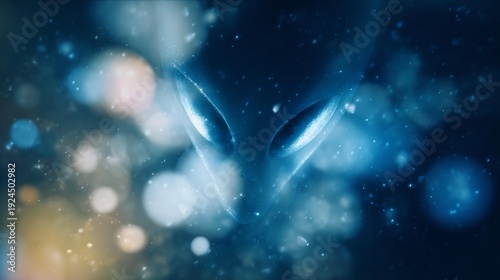 Blue alien with glowing eyes