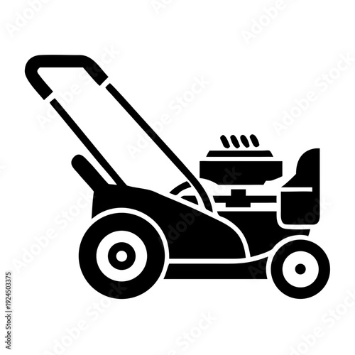 lawn mower icon silhouette illustration for gardening, landscaping, and outdoor design