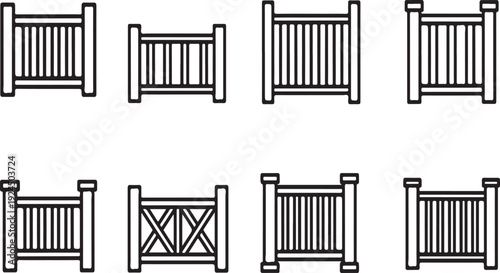 A collection of eight different styles of wooden crates and containers Vector