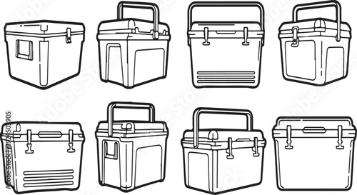 A variety of different tool boxes and storage containers Vector