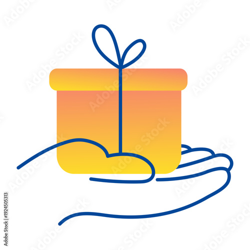 A hand drawn style icon of a gift 