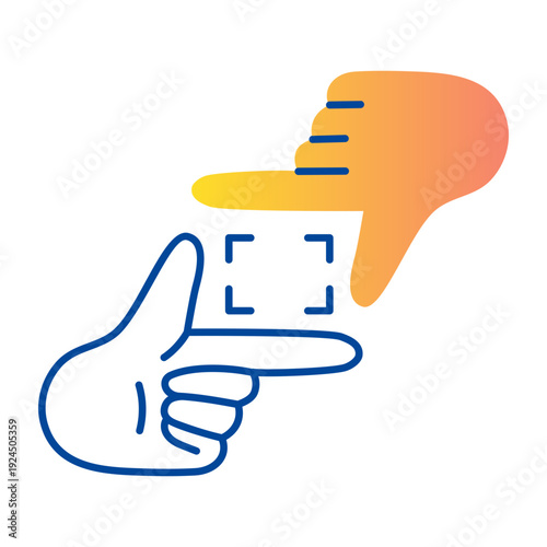 A hand drawn style icon of framing hands 