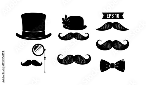 Vintage Gentleman Accessories Silhouette Vector Set