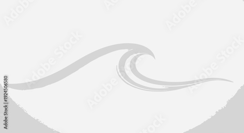 Serene Wave Crashing Against Mountainside Landscape Illustration from a Distant Viewpoint