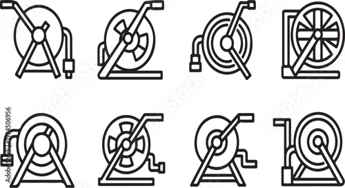 A collection of various mechanical components and their simplified diagrams Vector