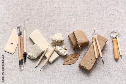 Pieces of clay and sculptor...