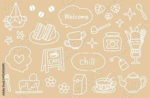 カフェをイメージしたイラストセット