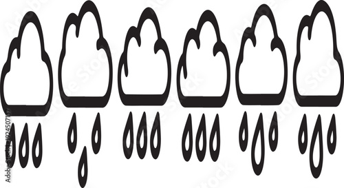 A series of clouds depicting varying degrees of rain intensity Vector