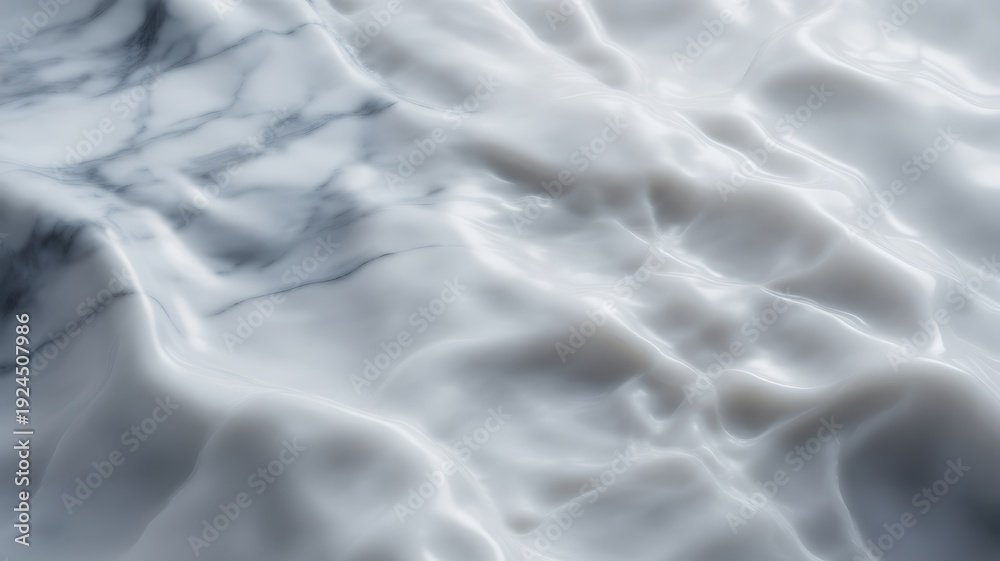 Obraz premium Wavy white stone surface texture, smooth rippled liquid marble pattern, elegant organic movement